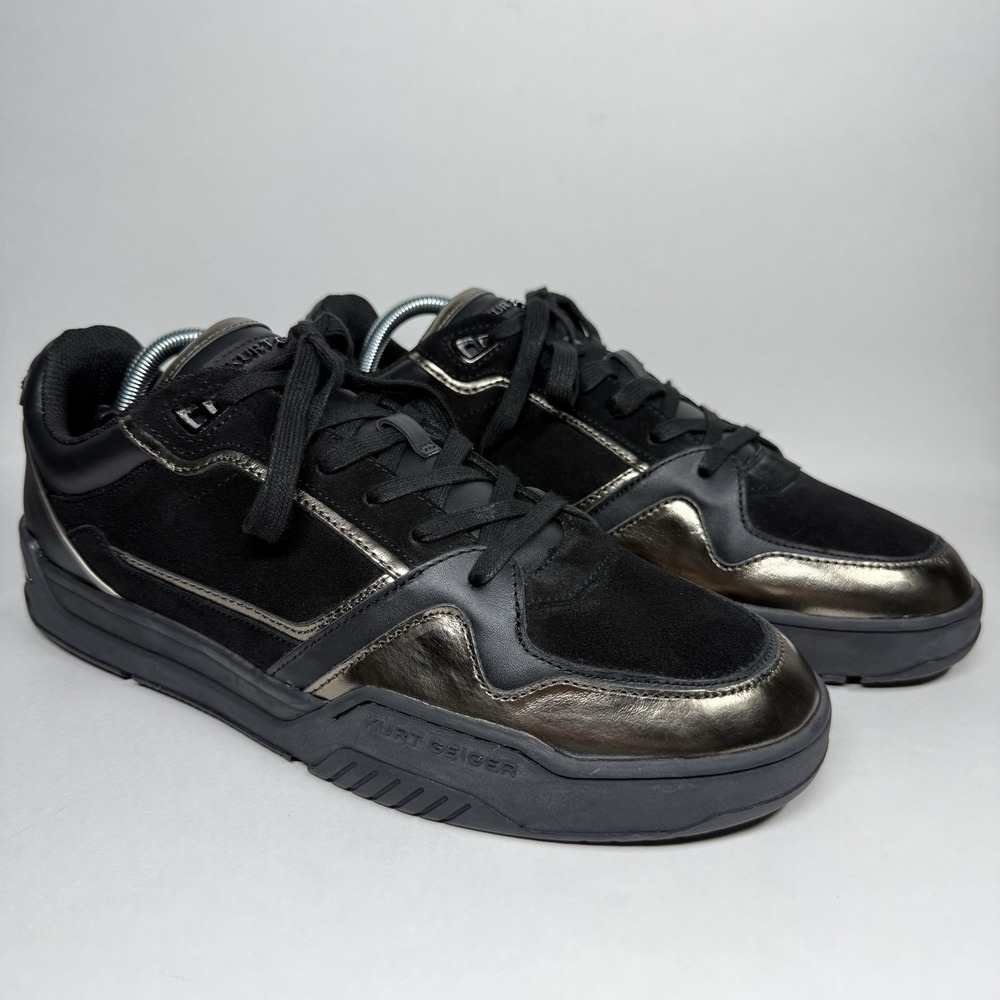 NEW Kurt Geiger Men's US 10.5 / 44.5 Black Metallic Regan Lace Up Sneaker Shoes